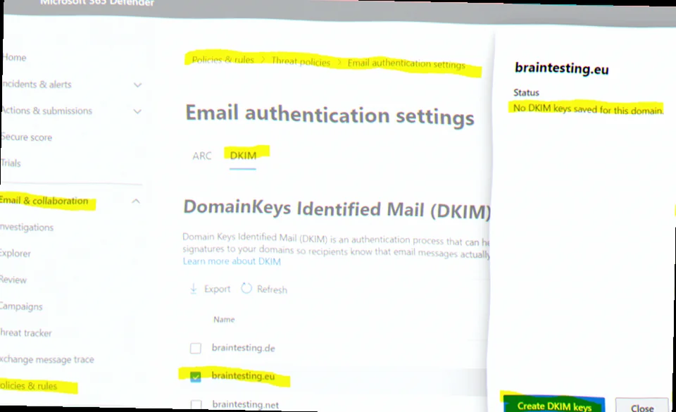 Lær om DKIM og DNS
