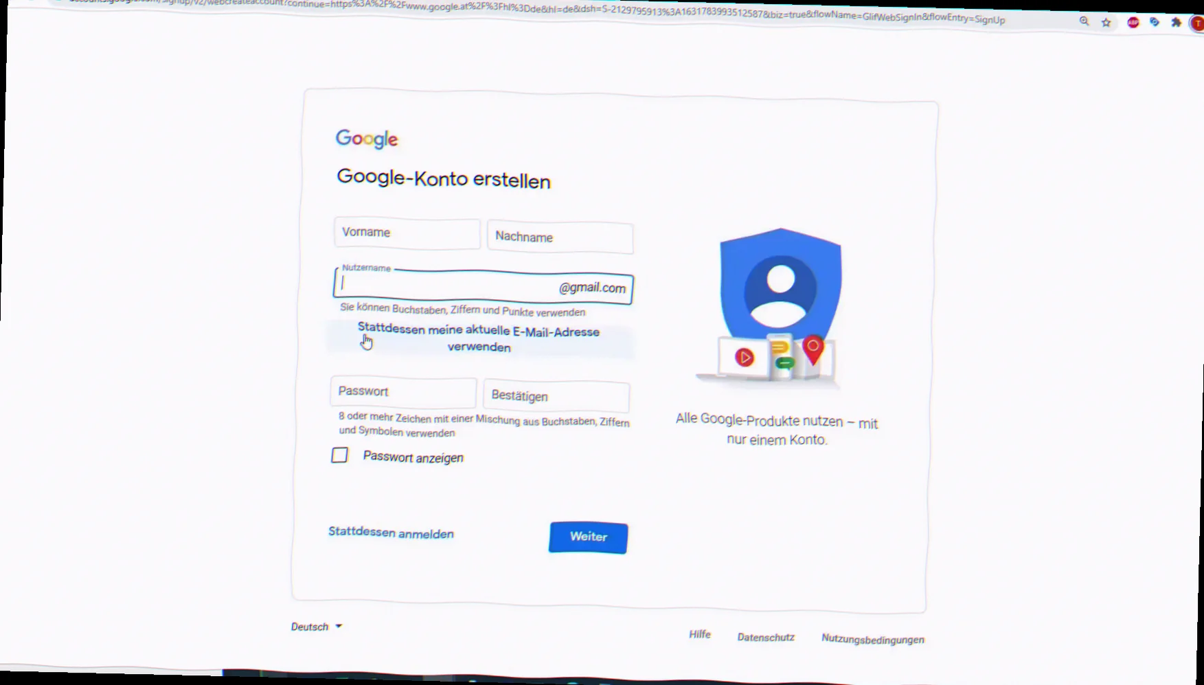 Hurtig oprettelse af Google konto